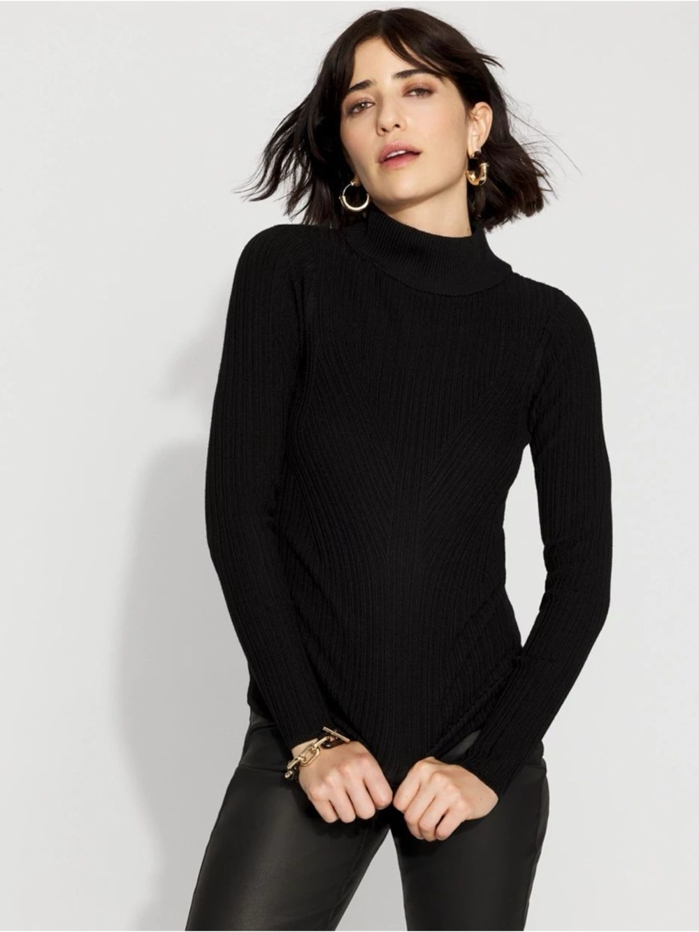 White House Black Market Essential Mock Neck Rib Sweater